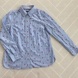 Talbots Light Blue Lobster Print Button-Down Shirt Women’s Size S